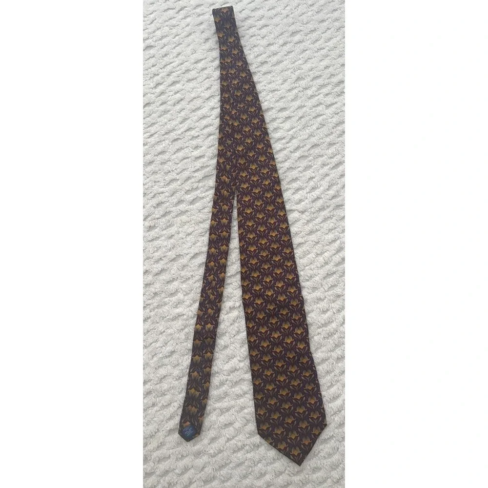 Artisphere Charles Vinson Men Silk Tie Burgundy Gold Geometric Abstract USA Made